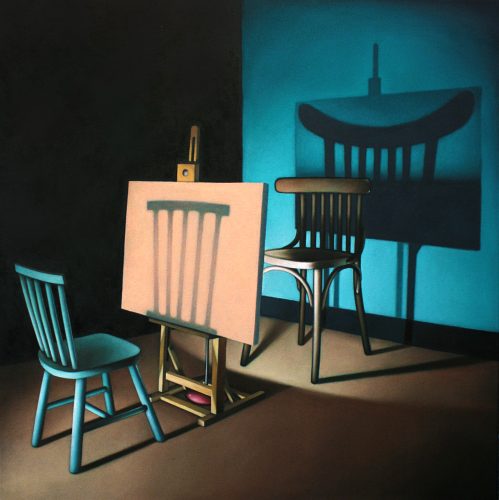 Dialoog 17.  Olie op katoen.  90/ 90 cm.  2025.