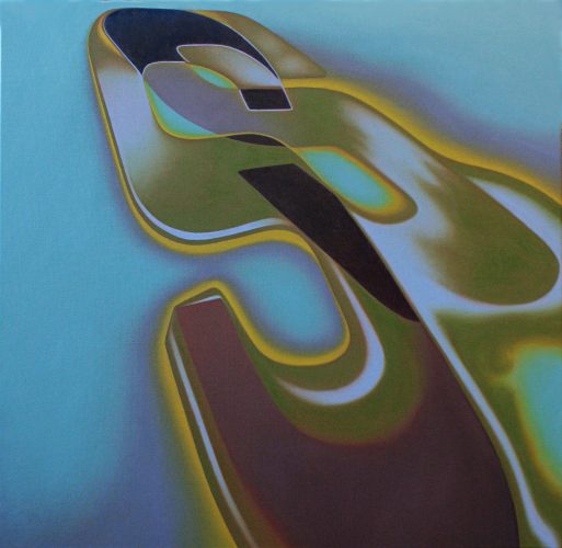S.  Olieverf op linnen.  80 bij 80 cm. 2023.